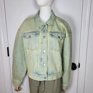 Madewell Oversized Crop Denim Trucker Jacket Size Medium
